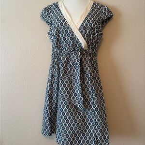 Tommy Hilfiger Blue Patterned Cotton Wrap Dress
